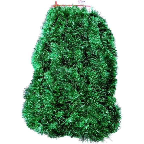 25 Ft. Long Seasonal Holiday Tinsel Garland from Love It! Products. Use for Christmas, Thanksgiving, New Years, Birthday and any celebration, party or event. Color: Green