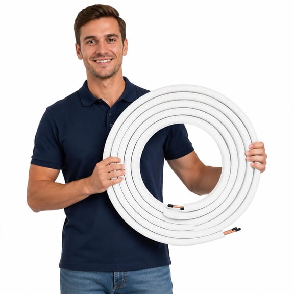 25 Ft Mini Split Line Set, 1/4 In. and 3/8 In. O.D. Pure Copper Pipes, Extension Tubing