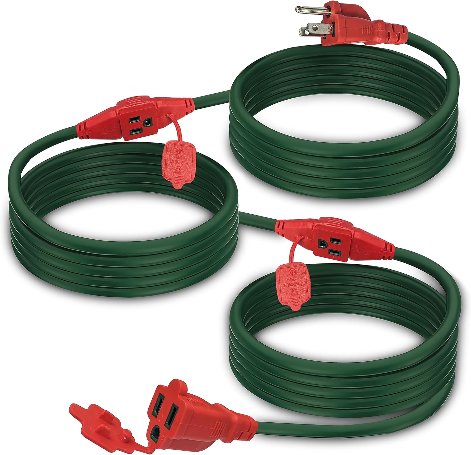 25 Ft Outdoor Extension Cord Multiple Plugs, 16/3 SJTW Outdoor Multiple