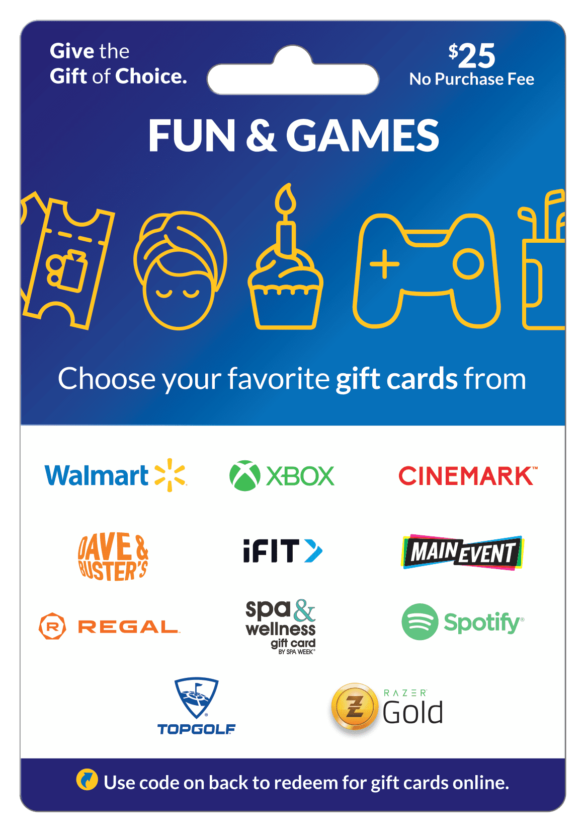 25 Fun & Games ChooseYourCard Gift Card