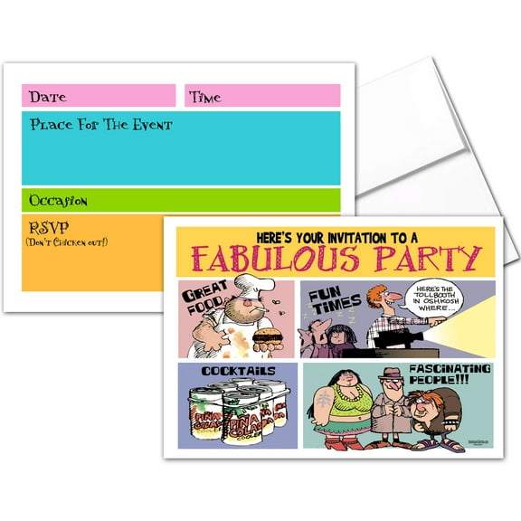 25 Funny Party Invites with Envelopes - Funny Birthday Invitations - 15305