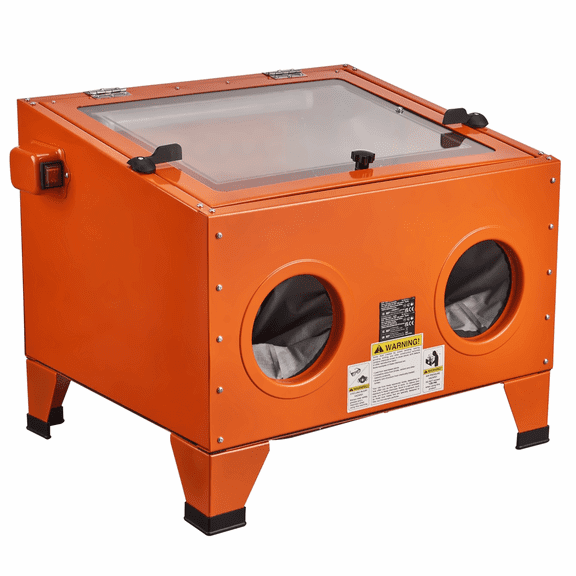 25 Gallon Sandblasting Cabinet, Portable Benchtop Blaster - 40-120 PSI, Steel Construction, 4 Ceramic Nozzles for Rust, Paint Removal & Surface Prep