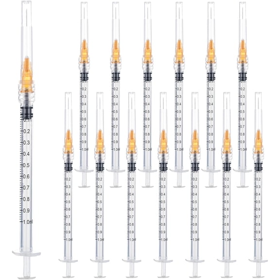 25 Gauge 1 inch Syringes with Needle(20 Pack) ,1ml Luer Lock Disposable Syringes for Scientific Labs, Industrial Adhesives, Refilling Inks,Individually Wrapped