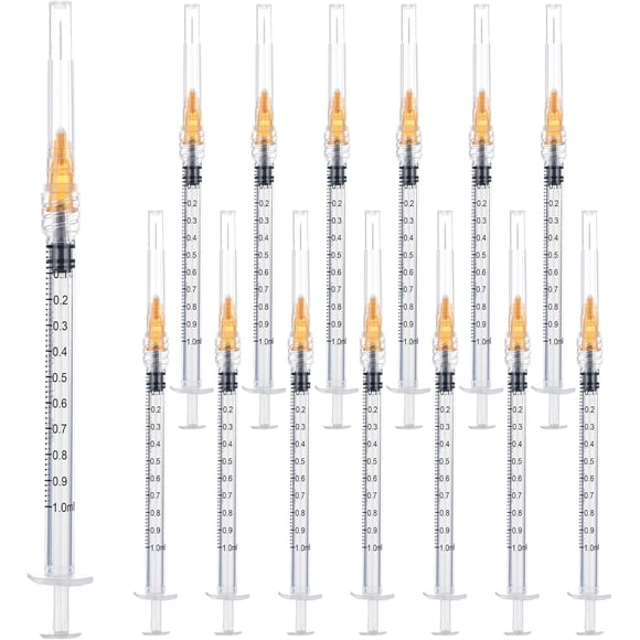25 Gauge 1 inch Syringes with Needle(20 Pack) ,1ml Luer Lock Disposable Syringes for Scientific Labs, Industrial Adhesives, Refilling Inks,Individually Wrapped