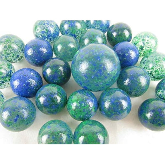 25 Glass Marbles Earth Green/Blue Speckled Confetti Toy  Game Pack (24 Player, 1 Shooter) Decor/Vase Filler/Aquarium