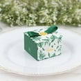 thumbnail image 1 of 25 Green Monstera Leaf Print Favor Gift Boxes Satin Ribbon Bow Party Decorations, 1 of 6