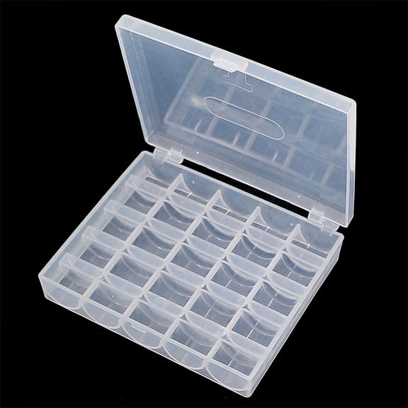 25 Grid Blue Clear Empty Bobbins Storage Box Plastic Bobbins Spool Storage Box For Household DIY Sewing Machine Accessories Tool