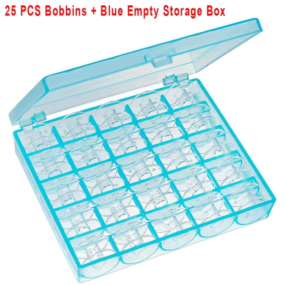 25 Grid Blue Clear Empty Bobbins Storage Box Plastic Bobbins Spool Storage Box For Household DIY Sewing Machine Accessories Tool