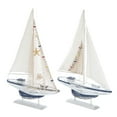 thumbnail image 1 of DecMode White Wood Sail Boat Handmade Decorative Sculpture, 2 Set of 25"H, 17"W, 1 of 12