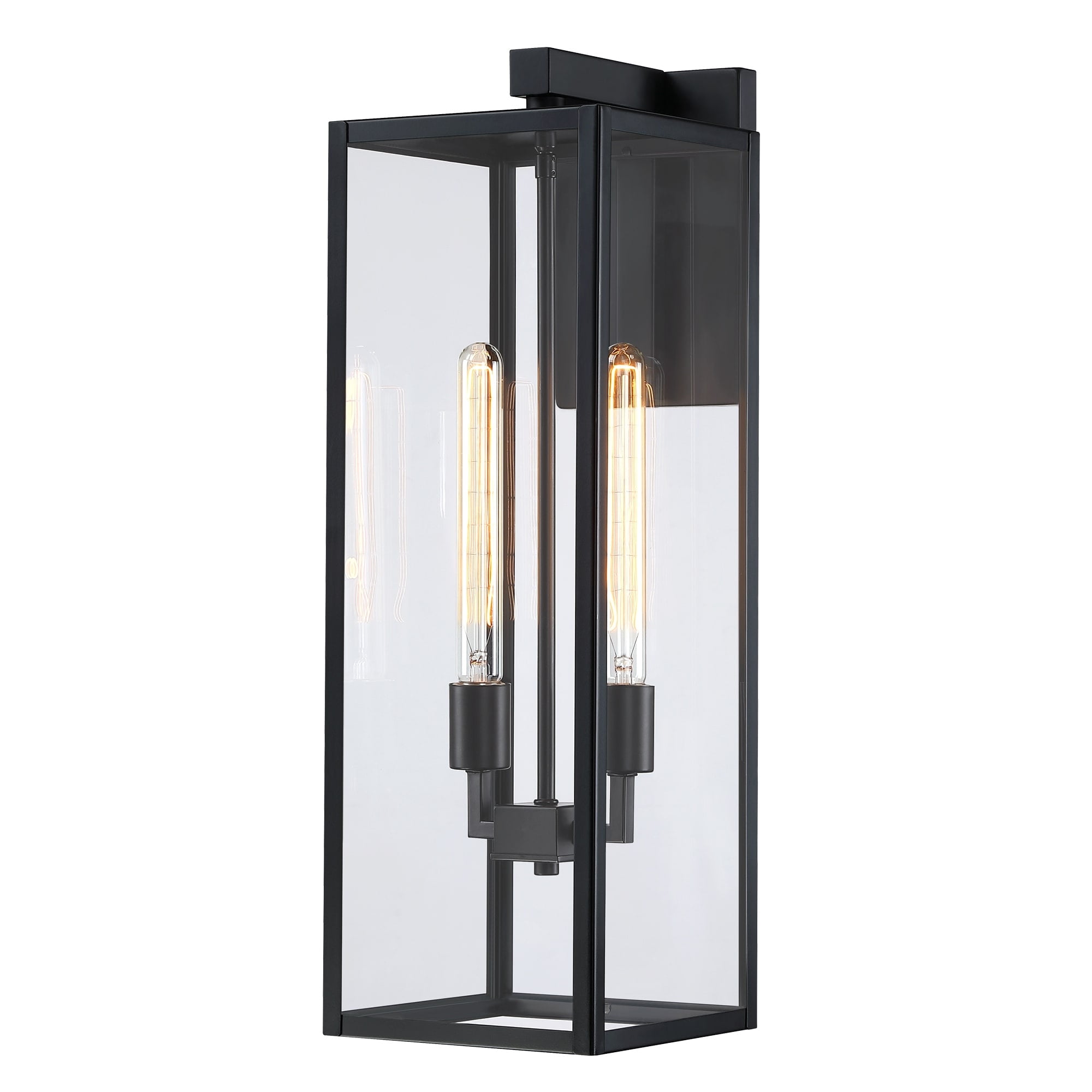 25" Matte Black Direct Wired Electric Outdoor Lantern Sconce