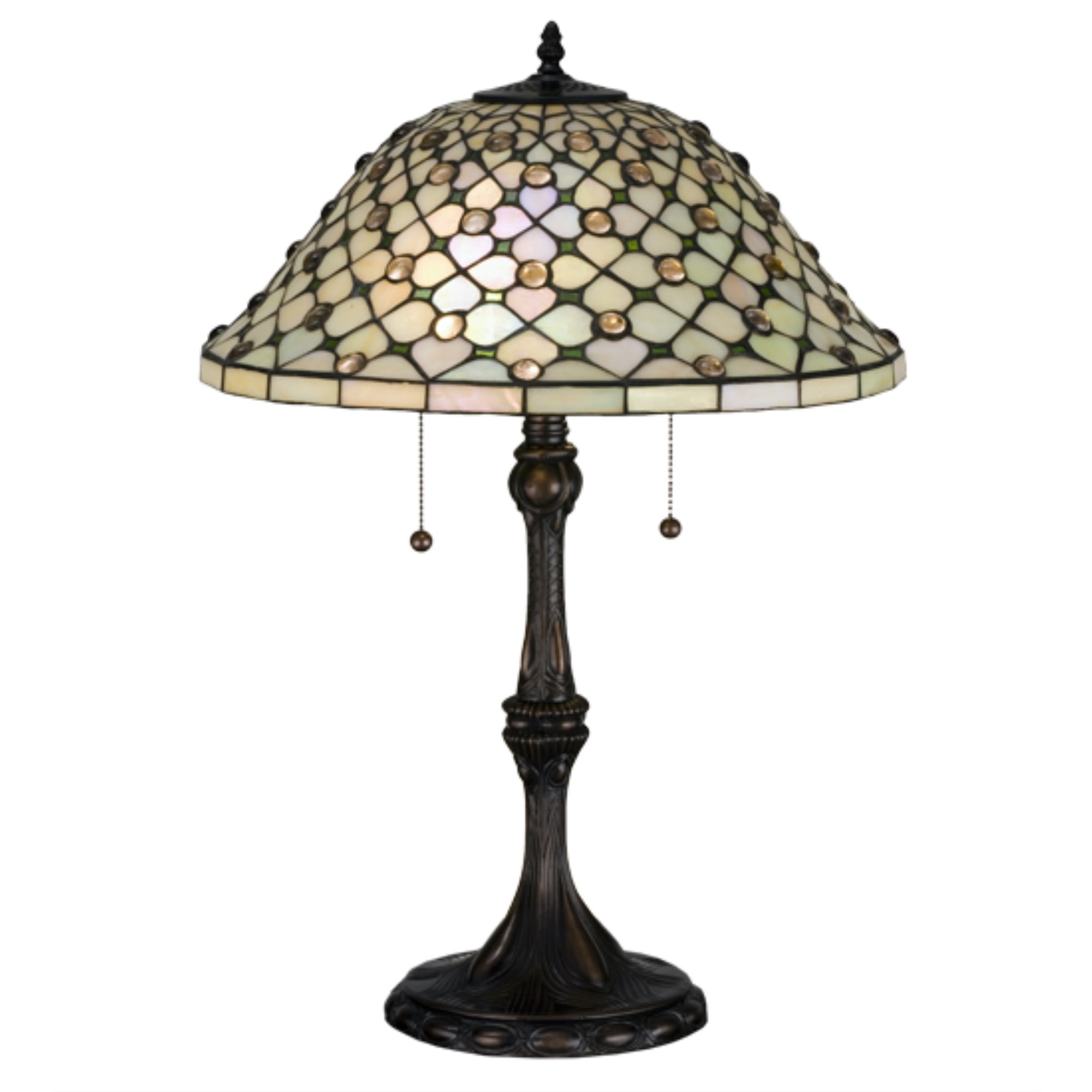 Elegant Victorian 25" Stained Glass Table Lamp with Mahogany Bronze Base