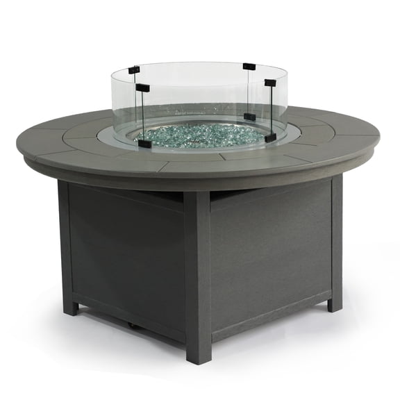 25"(H)x 48" (W) Round Poly Fire Pit Top and Base Only, Gray(Discontinued)
