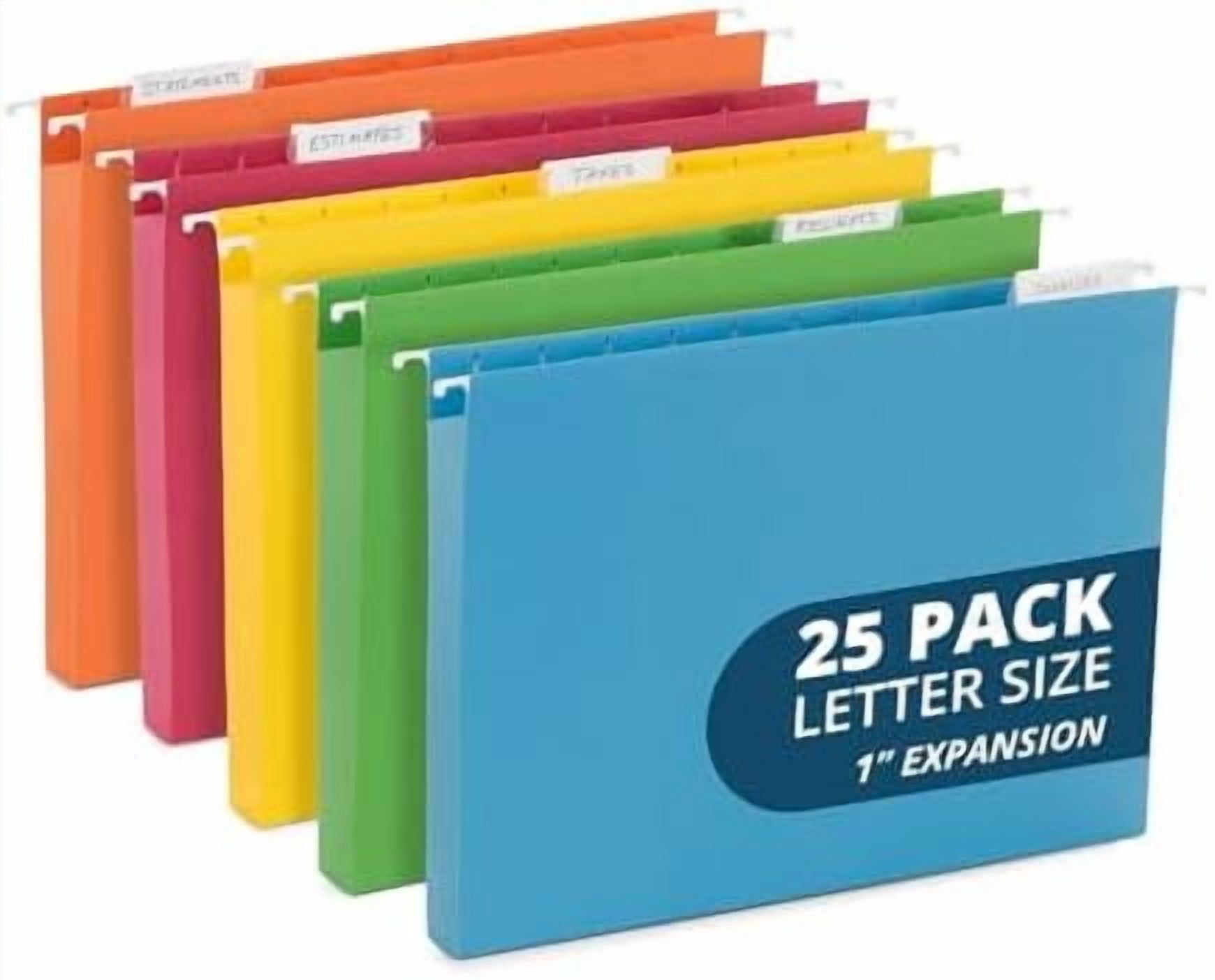 25 Hanging File Folders 1 inch Expansion, Assorted Colors Hanging File ...