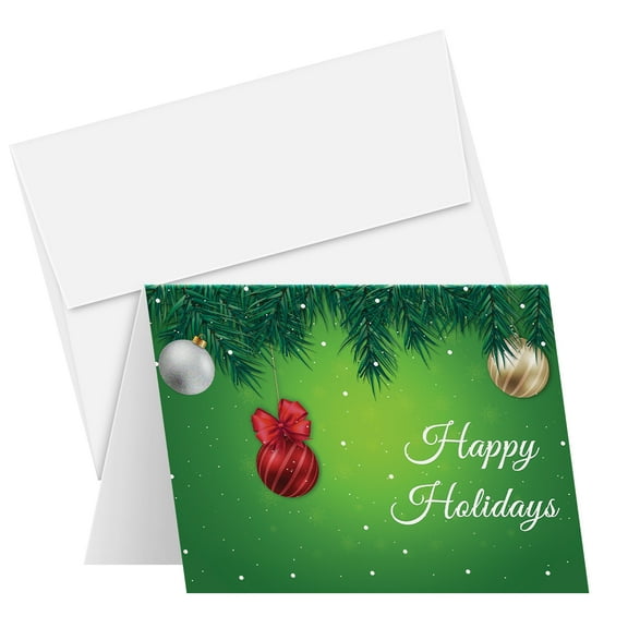 25 Happy Holidays Greeting Cards & Envelopes – Great for Business, Christmas and New Year's Party Invitations, Thank You Cards, Announcements, Complimentary Cards to Gifts and Presents – 5" x 7"