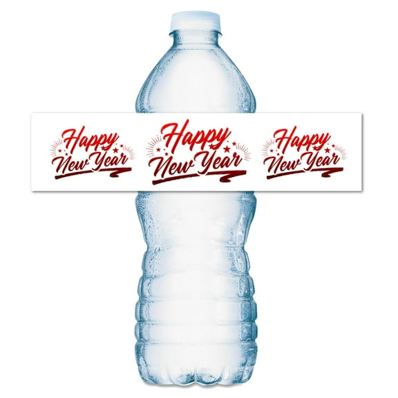 25 Happy New Year Water Bottle Labels, Waterproof Bottle Wrappers, Adorable Stickers for the Holiday Season, Party Decorations, Favors, Party Supplies, Made in USA