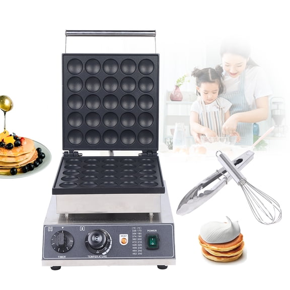 25 Holes Electric Muffin Maker, 110V 1750W Mini Waffle Maker Machine, Adjustable Temperature 122-572
