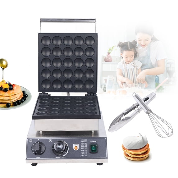25 Holes Electric Muffin Maker, 110V 1750W Mini Waffle Maker Machine, Adjustable Temperature 122-572℉
