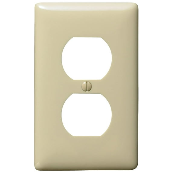 25 Hubbell NPJ8I Polycarbonate 1-Gang Duplex Receptacle Mid Size Wall Plates, Ivory
