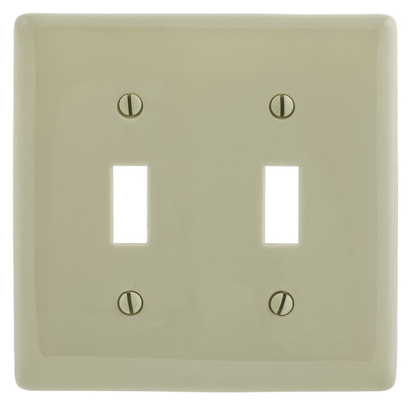 25 Hubbell Wiring Ivory NPJ2I 2-Gang Mid-Size Toggle Switch Wallplate Covers
