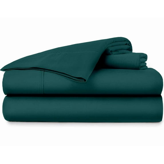 25-INCH EXTRA DEEP POCKETS - Pure Organic Cotton Sheets - Full XL Size, Teal Blue Color, Bedsheet 800-Thread-Count