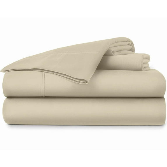 25-INCH EXTRA DEEP POCKETS - Pure Organic Cotton Sheets - Short King Size, Taupe Color, Bedsheet 1000-Thread-Count