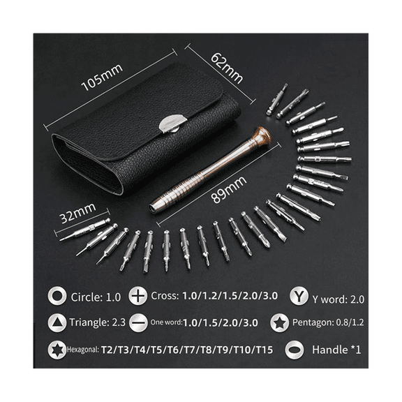 25-In-1 Multifunctional Leather Case Manual Screwdriver Bit Set Mobile Phone Notebook Maintenance Tool