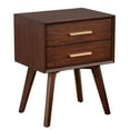 thumbnail image 1 of 25 Inch 2 Drawer Wooden Nightstand with Bar Pulls Brown- Saltoro Sherpi, 1 of 6