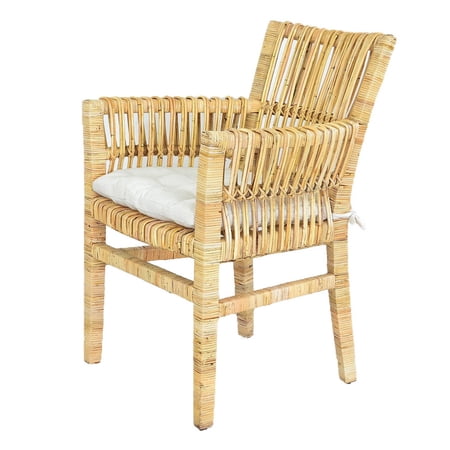 25 Inch Accent Armchair, Rattan With Wood Frame, Natural Brown - Saltoro Sherpi