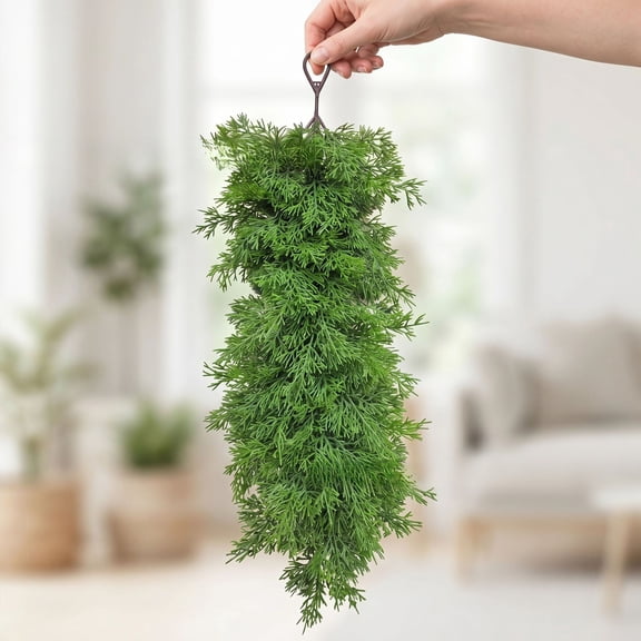 25 Inch Artificial Cedar Teardrop Swag, Plain Evergreen Greenery Door Swag, Unadorned Winter Hanging Garland for Front Door Mantel Window, Farmhouse Christmas DIY Decor Base