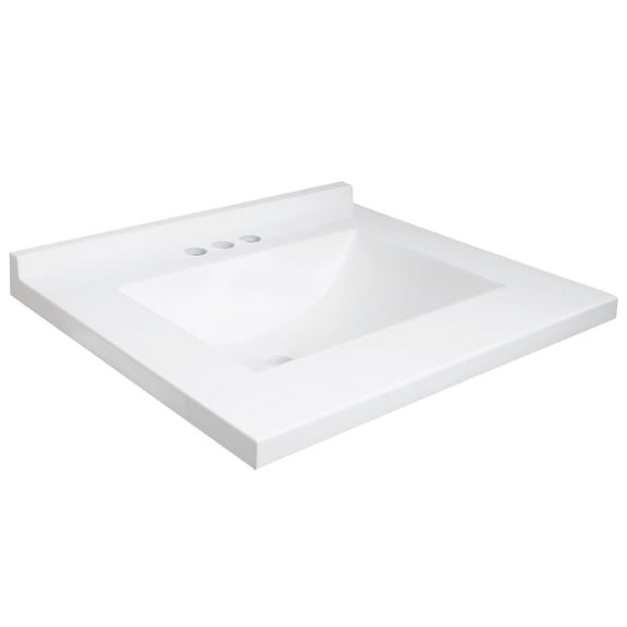 25-inch Camilla Modern Vanity Top Single Sink with Backsplash, Solid White Design House, 630210