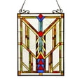 thumbnail image 1 of 25 Inch Glass Window Panel with Tiffany Geometric Pattern, Multicolor, 1 of 2