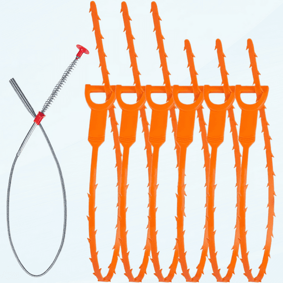 25 Inch Hair Drain Cleaner Tools, 20 Inch Sink Drain Clog Remover Cleaning Tool, 7 in 1 Drain Augers Hair Catcher, Hair Cather Shower Drain Tools for Kitchen, Sink, Bathroom, Sewer