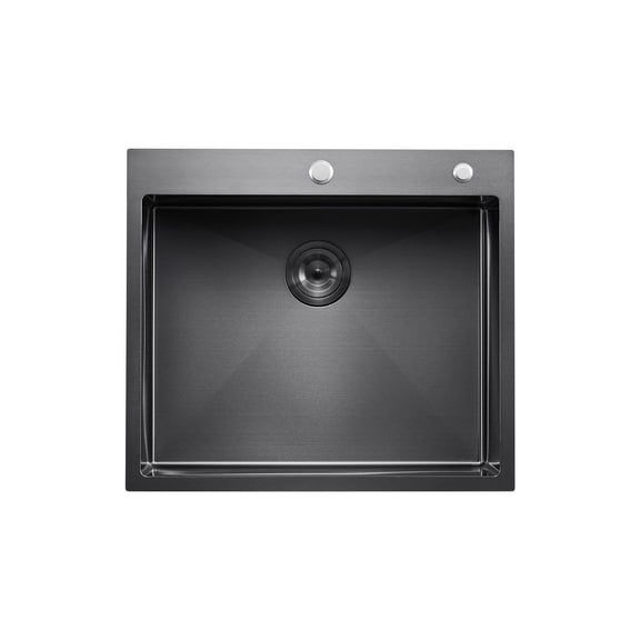 25 Inch Kitchen Sink, 304 Stainless Steel Workstation Sink, Top Mount Drop-In Single Bowl, Nano Black Finish, RV/Prep Kitchen/Bar Sink with Drain Kit