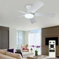 thumbnail image 1 of 25-Inch Low Profile Ceiling Fan with Light - Dimmable LED, 6-Speed and 3 CCT, Quiet DC Motor, Remote Control, 5 White Blades for Indoor/Outdoor, 1 of 8