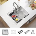 thumbnail image 1 of 25-Inch Nano-Coated Drop-in 304 Stainless Steel Kitchen Sink Single Bowl with Colander, Drying Rack and Strainer, 1 of 10