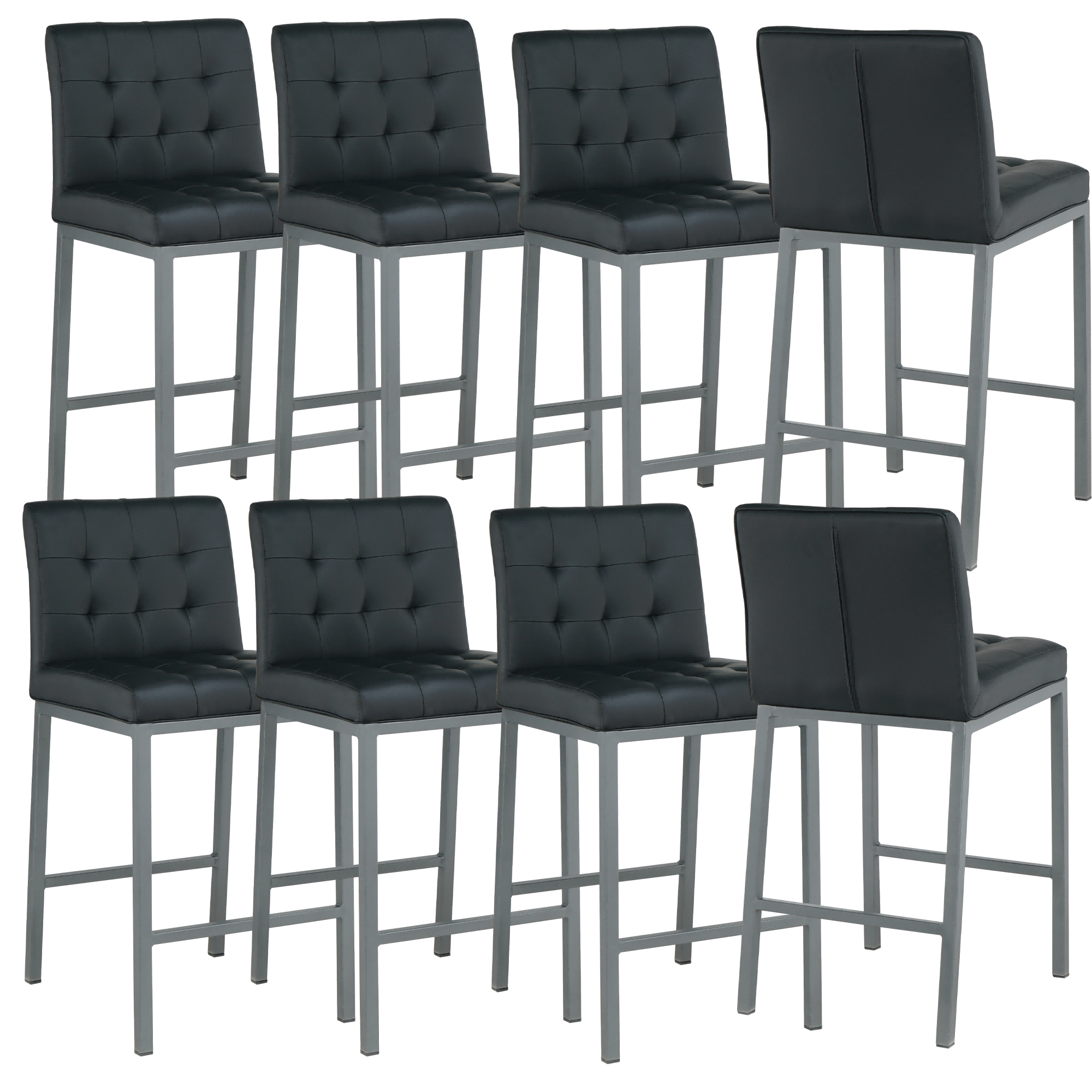 25 Inch PU Kitchen Counter Chair, Dining Chair with Grey Metal Legs ...