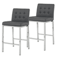 thumbnail image 1 of 25 Inch PU Kitchen Counter Chair, Dining Chair with Silver Metal Legs, Simple Bar Stool Upholstered Dining Chairs, Accent Chair Dining Room, Kitchen, Vanity, Living Room(Grey,Set of 2), 1 of 10