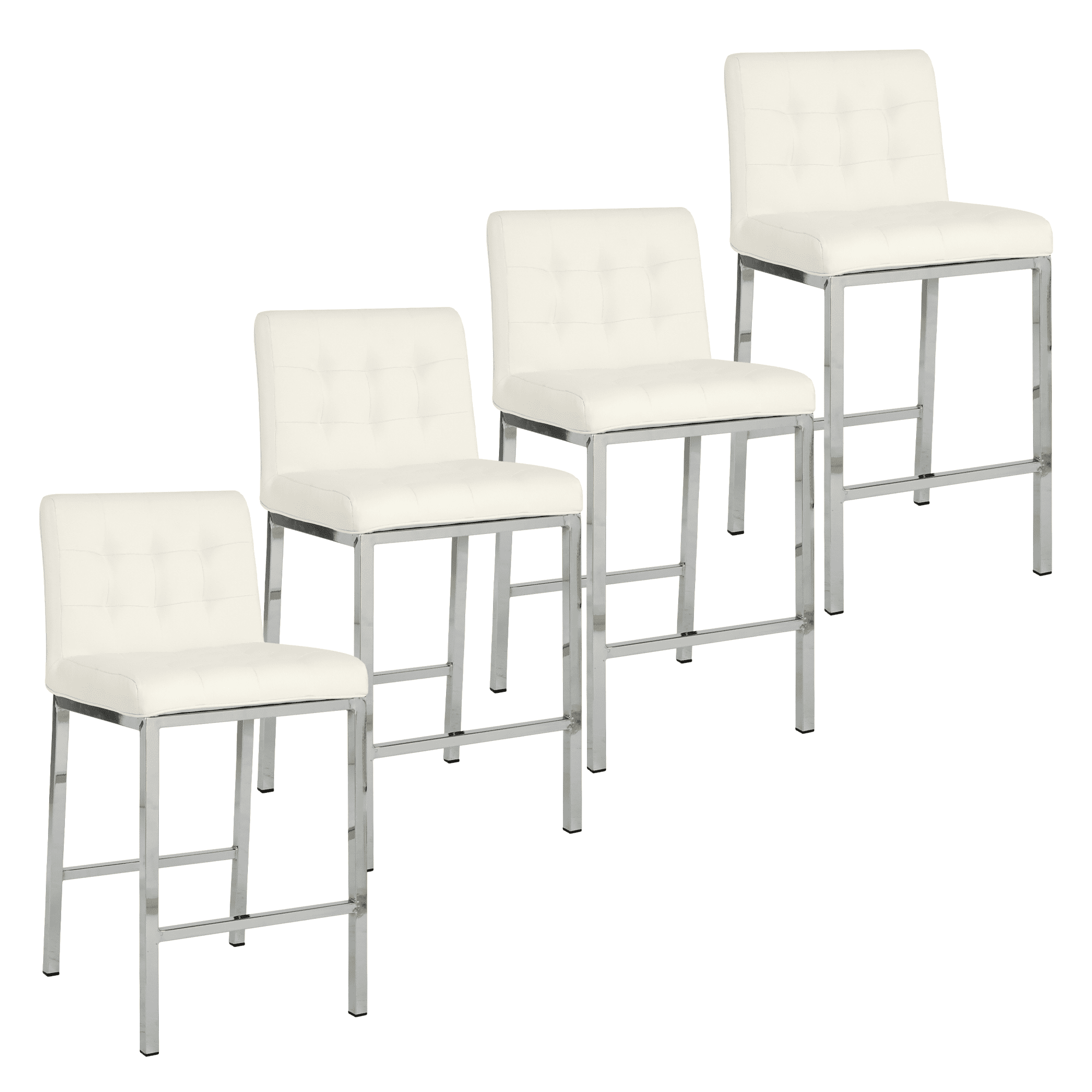 25 Inch PU Kitchen Counter Chair, Dining Chair with Silver Metal Legs ...