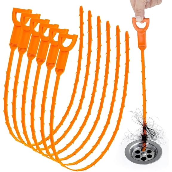 25 Inch Snake Drain Clog Remover Tool, 6 count Hair Drain Cleaner Tool, Hair Cather Shower Drain Tool, Drain Auger hair Cleaning Tool for Shower Kitchen Sink Bath Tub Bathroom