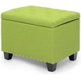 thumbnail image 1 of 25 Inches Storage Ottoman, Upholstered Linen Foot Rest Stool for Couch with Hinged Lid, Ottoman with Storage for Living Room, Bedroom, Entryway, Load up to 600 lbs, Green, 1 of 7