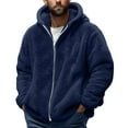 thumbnail image 1 of qolati Mens Fuzzy Sherpa Jacket Fleece Long Sleeve Full-Zip Hooded Shirt Casual Warm Winter Jacket Coats Outdoor Fashion Clothes, 1 of 5