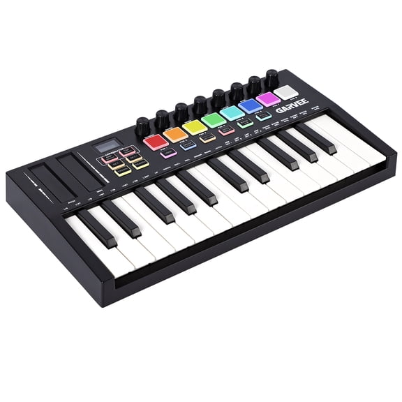 25-Key Half-Weight MIDI Keyboard Controller with 8 Backlit Drum Pads &8 Knobs, Bluetooth Wireless Professional Dynamic Keybed, Complimentary Music Production Software