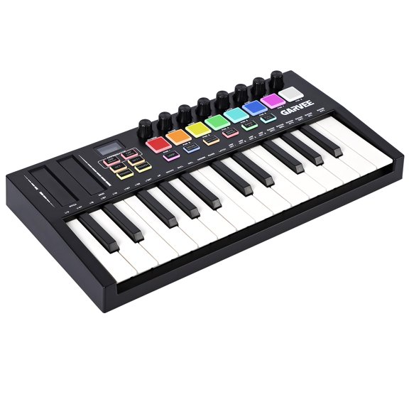 25-Key MIDI Keyboard Controller 8 Backlit Drum Pads 8 Knobs Bluetooth Wireless