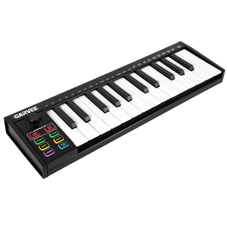 25-Key MIDI Keyboard Controller, Compact USB/DAW Integrated Keyboard with 8 Drum Pads, 8 Knobs & OLED Display. Ideal for Music Production