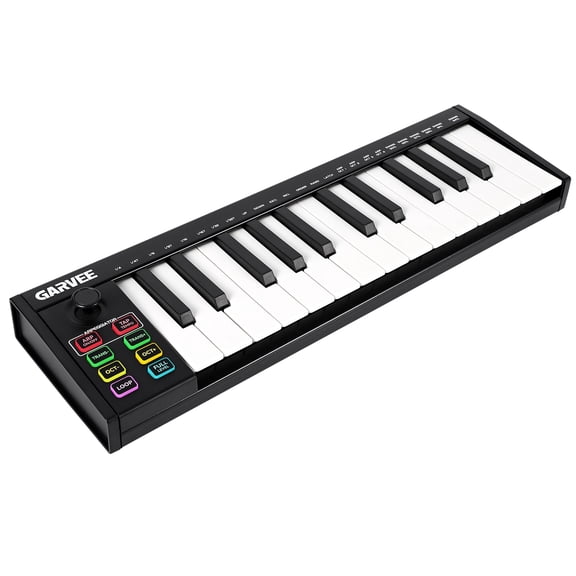 25-Key MIDI Keyboard Controller Compact USB/DAW Integrated Keyboard with 8 Drum Pads, 8 Knobs & OLED Display. Ideal for Music Production