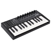 25-Key USB MIDI Keyboard Controller   Compact Portable Keyboard for DAW Integration, 8 Speed-Sensitive Drum Pads, 8 Assignable Knobs, OLED Display, Wireless MIDI, Semitone Transposition
