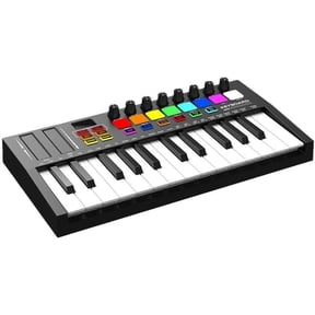 25-Key USB MIDI Keyboard Controller with 8 Pads & Knobs, OLED Display, DAW Integration for Music Production