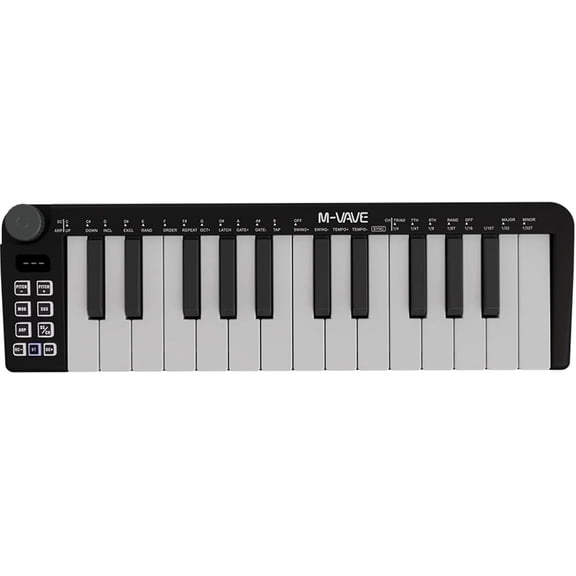 25 Keys Mini Keyboard Professional Beat Maker and Keytar for Keyboard Music Production Builtin Battery Wireless Connect Black
