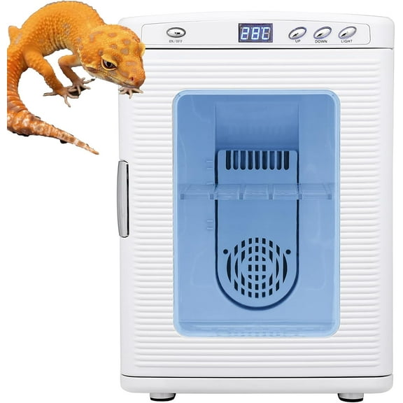 25 L Laboratory Incubator, Portable Reptile Science Laboratory Incubator, Digital Temperature Controlled 10°C-60°C (72°F to 140°F), Reptile Egg Incubator with AC&DC Power for Small Reptiles White