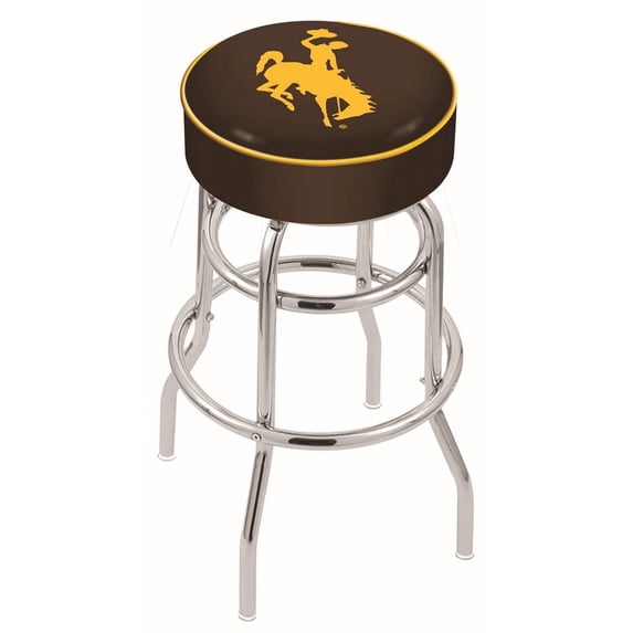 25" L7C1 - 4" Wyoming Cushion Seat with Double-Ring Chrome Base Swivel Bar Stool by Holland Bar Stool Company
